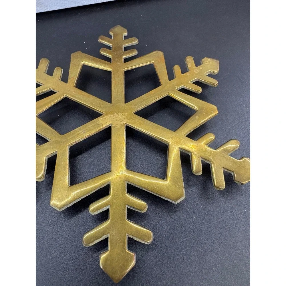 Vintage Brass Snowflake Trivet Large 8.5 Inch Metal Hot Plate Stand Taiwan